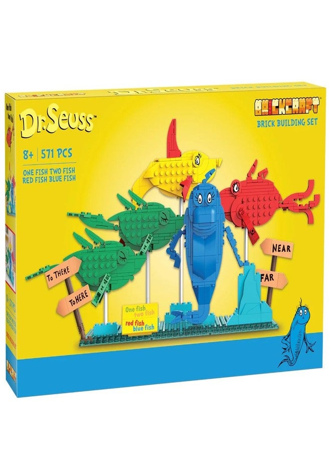 Brickcraft Officially Licensed Dr. Seuss One Fish Two Fish Red Fish Blue Fish with Fish Figures and Signage Included 571 Pieces Multicolored Brick Building Set - Image 4